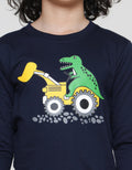 Little M Terry Print Dino Sweater Anak Laki-Laki