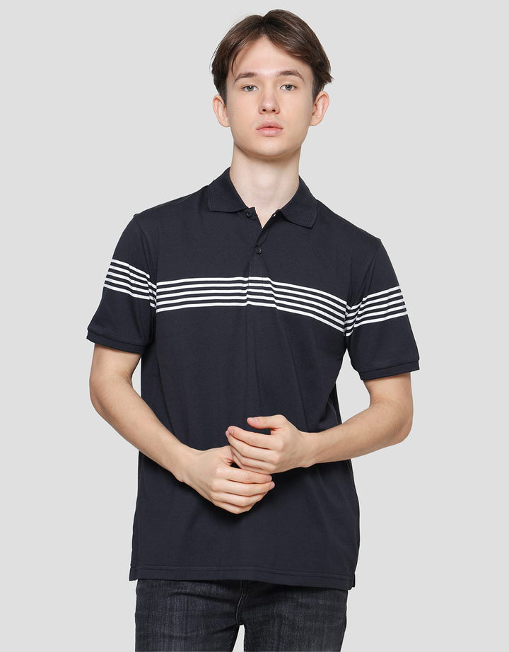 Cole Stripes 5 Chest Lines Men's Short Sleeve Polo Shirt