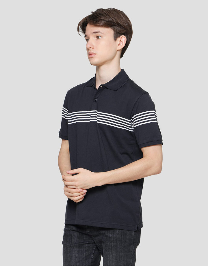Cole Stripes 5 Chest Lines Men's Short Sleeve Polo Shirt
