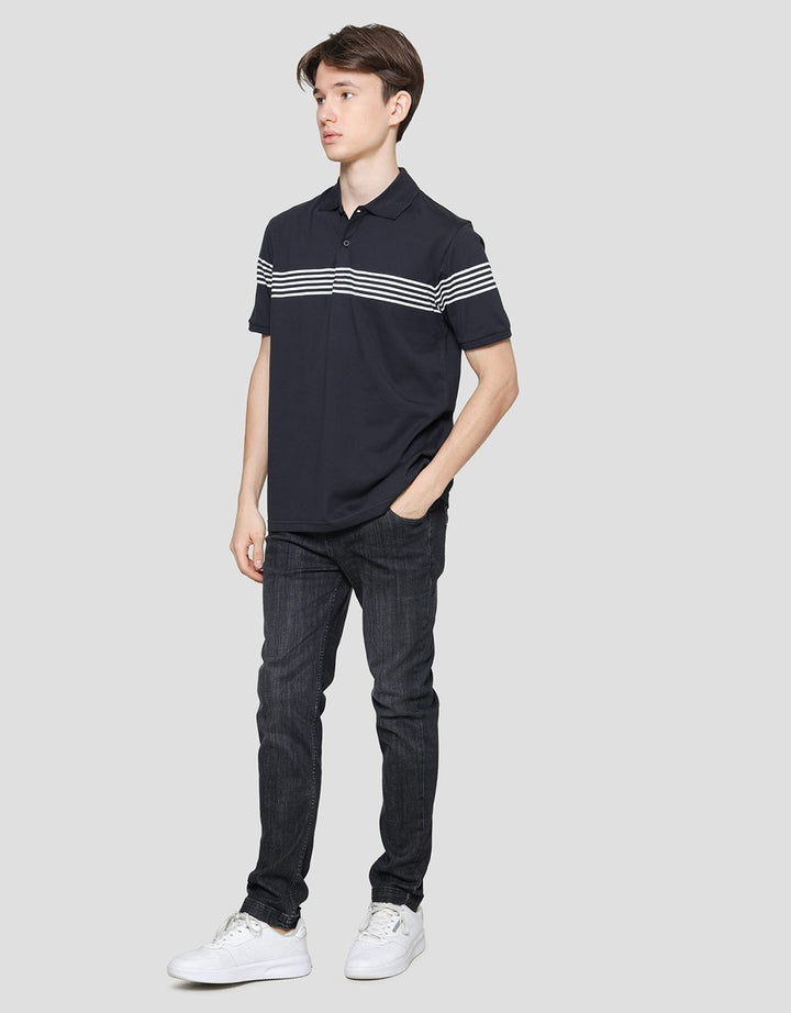 Cole Stripes 5 Chest Lines Men's Short Sleeve Polo Shirt