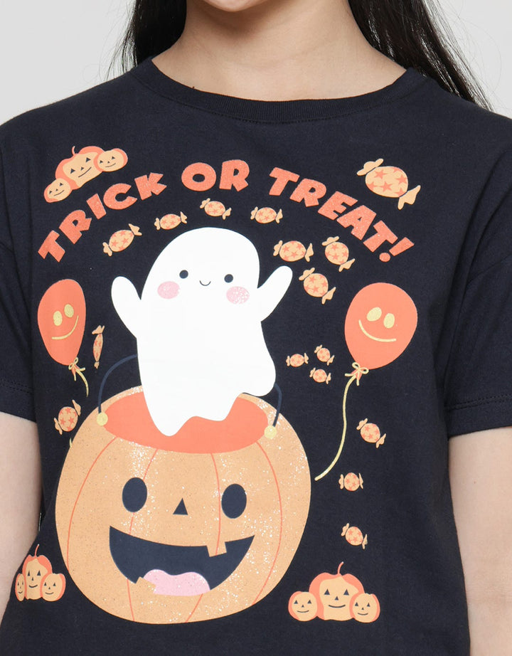 Aero Trick Or Treat Haloween Kaos Lengan Pendek Anak Perempuan