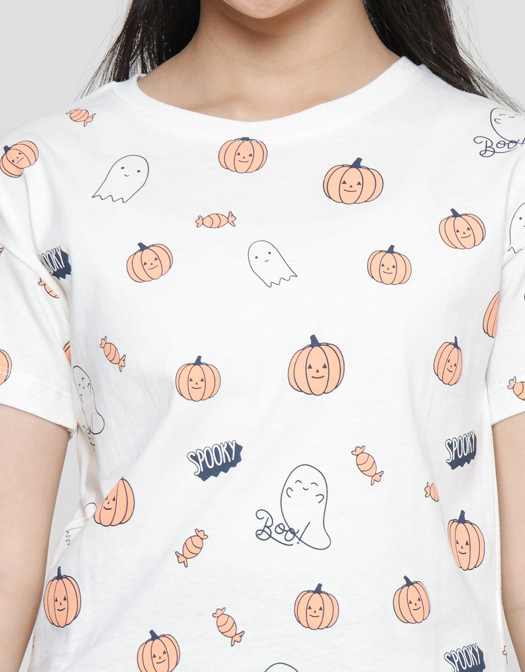 Aero Spooky Haloween Kaos Lengan Pendek Anak Perempuan