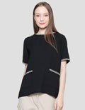 St. Yves With Tweed Acc Women's Short Sleeve Blouse