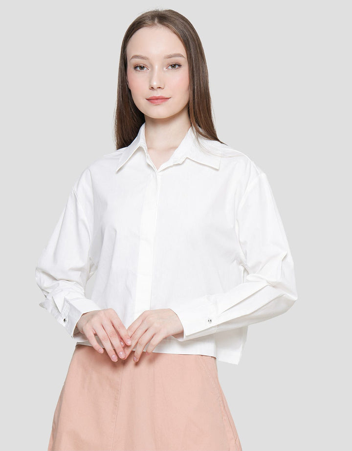 Details Basic Crop Square Kemeja Lengan Panjang Wanita
