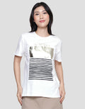 Details Regular Tee Foil Gold And Stripes Kaos Wanita