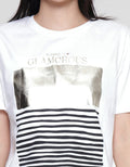 Details Regular Tee Foil Gold And Stripes Kaos Wanita