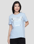 Details Regular Tee Full Silver Wording Foil Kaos Wanita