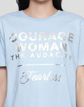 Details Regular Tee Full Silver Wording Foil Kaos Wanita