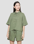Connexion Women's Short Sleeve Oversize Linen Shirt