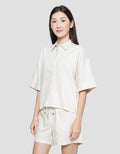 Connexion Women's Short Sleeve Oversize Linen Shirt