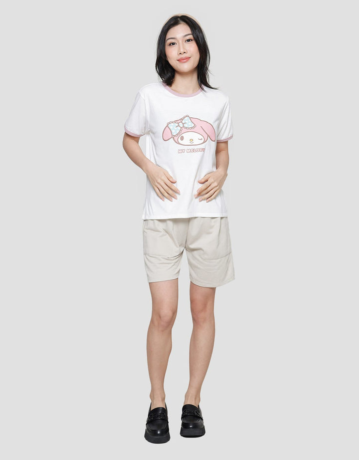 Nevada Ringer Regular Print My Melody Women's Short Sleeve T-Shirt