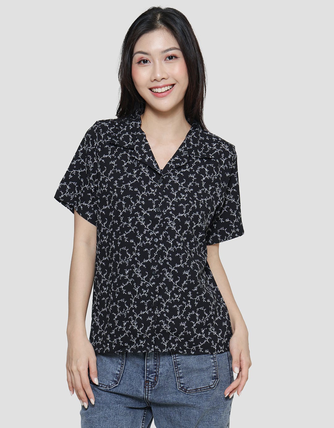 Connexion Resort Collar Flower Print Women's Shirt