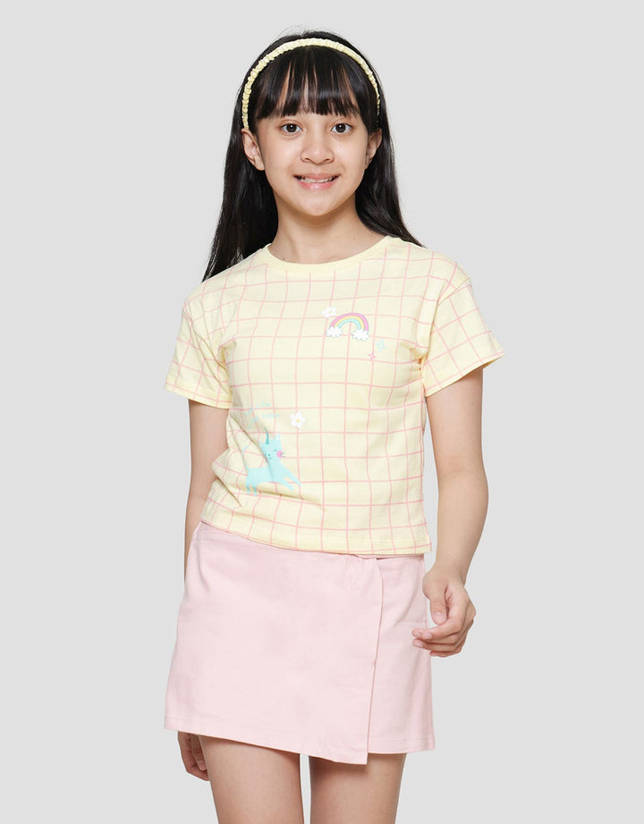 Little M Kotak Rainbow Unicorn Kaos Lengan Pendek Anak Perempuan