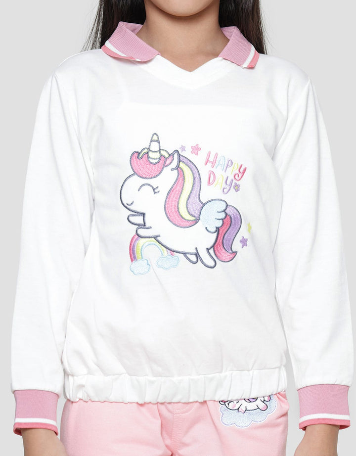 Little M Unicorn Print Sweater for Girls