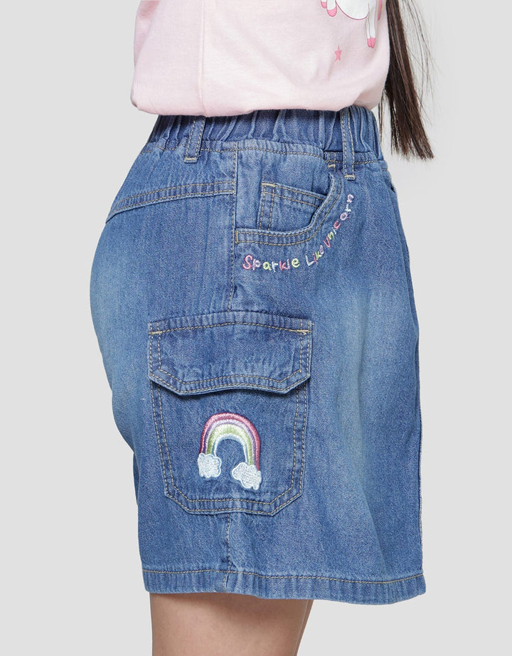 Little M Unicorn Denim Skort Anak Perempuan