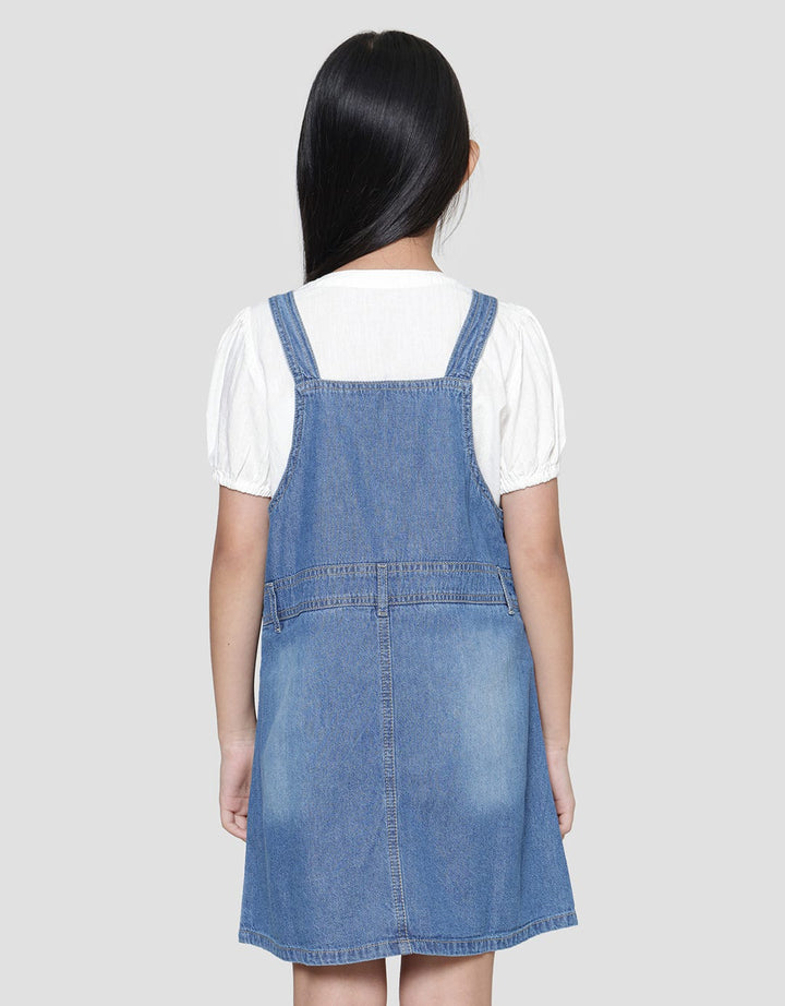 Little M Denim Unicorn Overall for Girls 