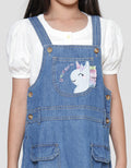 Little M Denim Unicorn Overall for Girls 