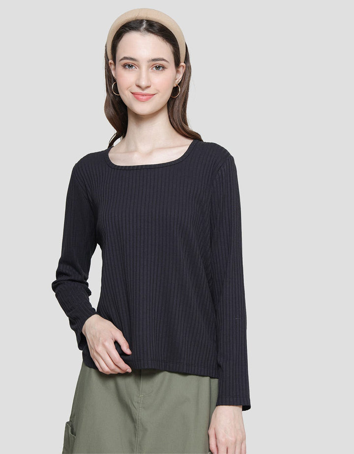 Connexion Knit Texture Square Neck Women's Long Sleeve T-Shirt