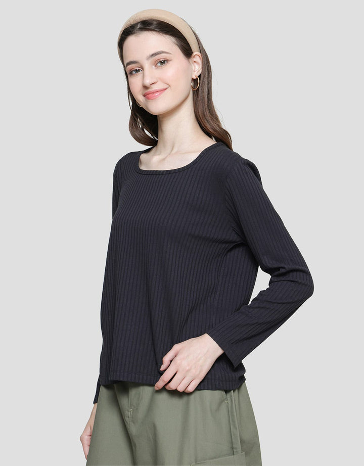 Connexion Knit Texture Square Neck Women's Long Sleeve T-Shirt