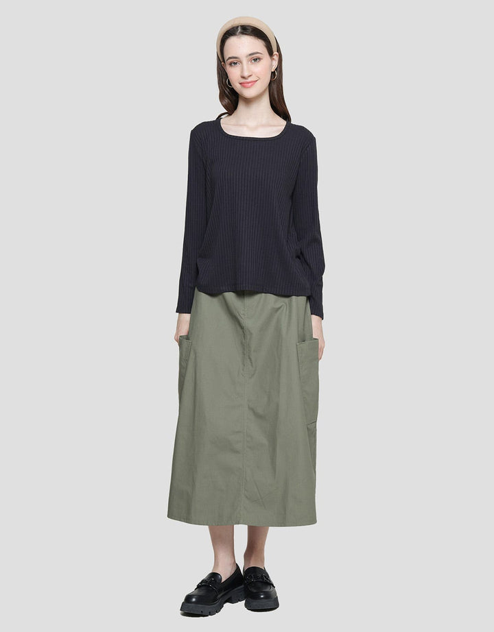 Connexion Knit Texture Square Neck Women's Long Sleeve T-Shirt