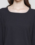 Connexion Knit Texture Square Neck Women's Long Sleeve T-Shirt