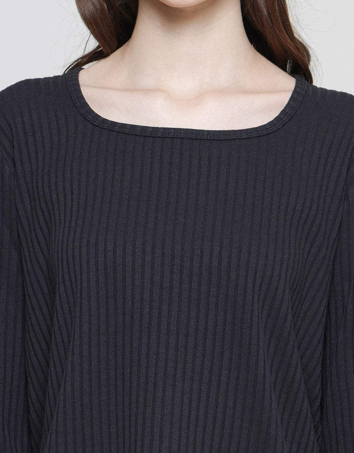Connexion Knit Texture Square Neck Women's Long Sleeve T-Shirt