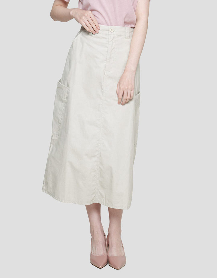 Nevada Woven Open Side Pocket Rok Midi Wanita