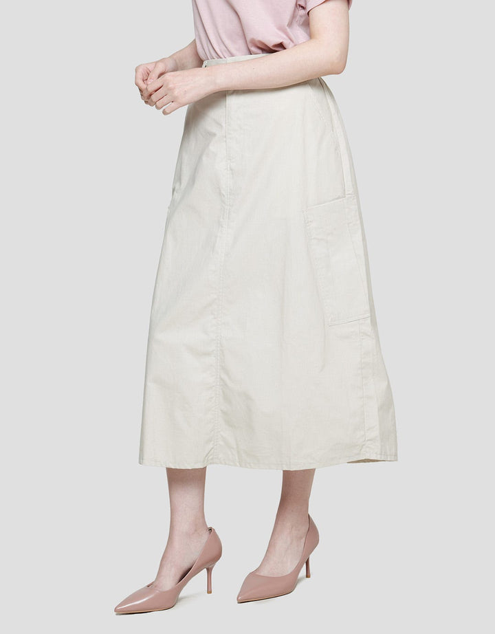 Nevada Woven Open Side Pocket Rok Midi Wanita