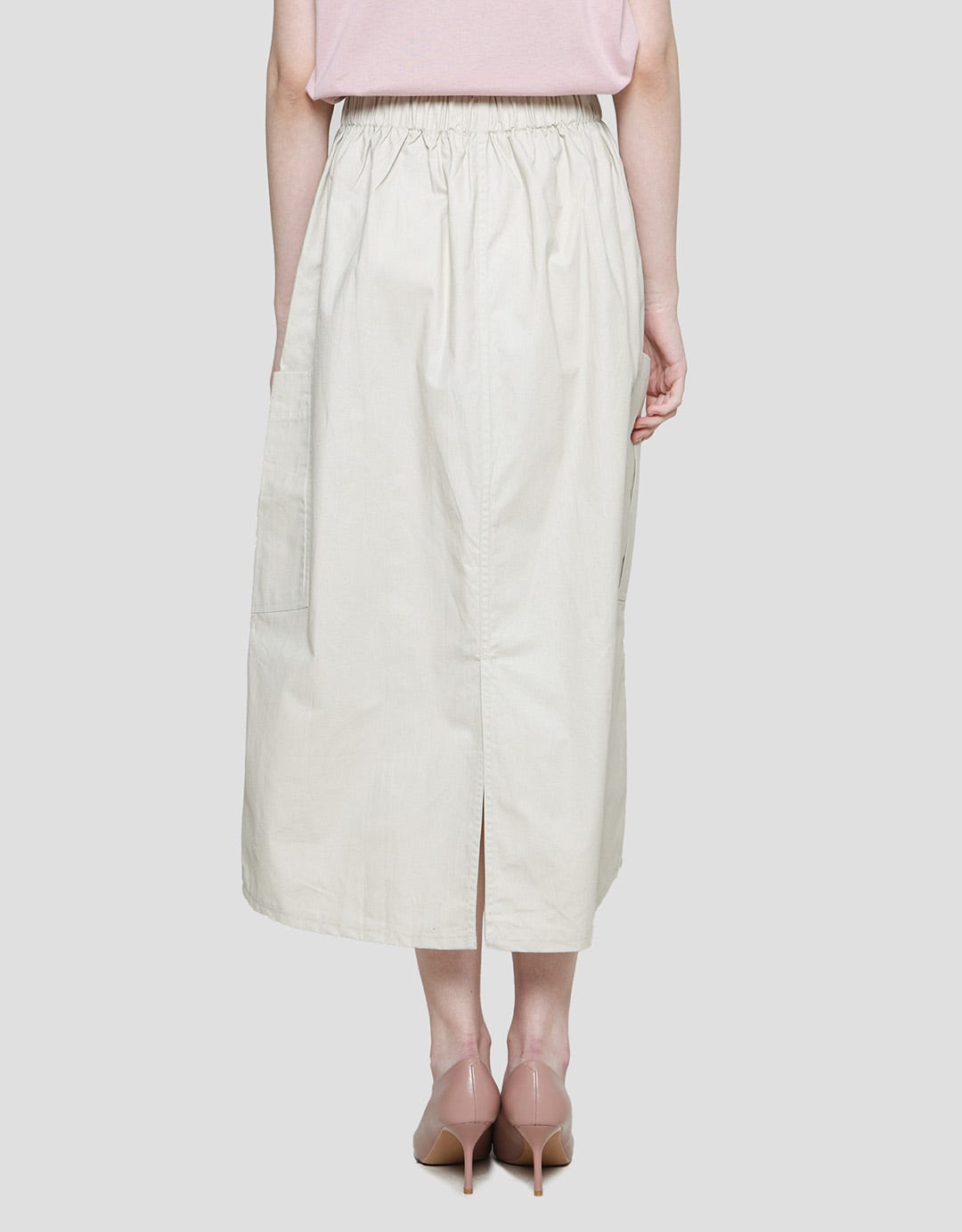 Nevada Woven Open Side Pocket Rok Midi Wanita