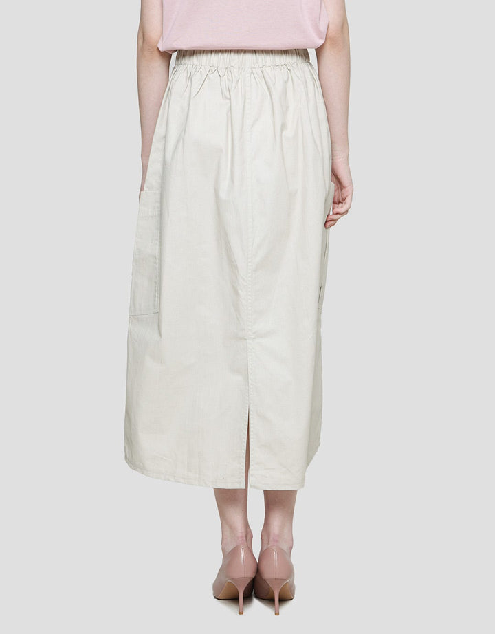 Nevada Woven Open Side Pocket Rok Midi Wanita