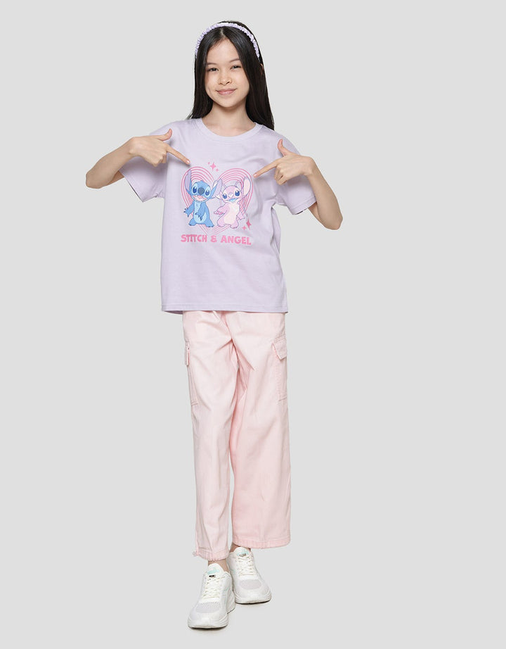 Disney Stitch And Angel Kaos Lengan Pendek Anak Perempuan