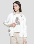 Disney Collar Print Chip N Dale Women's Varsity Jacket