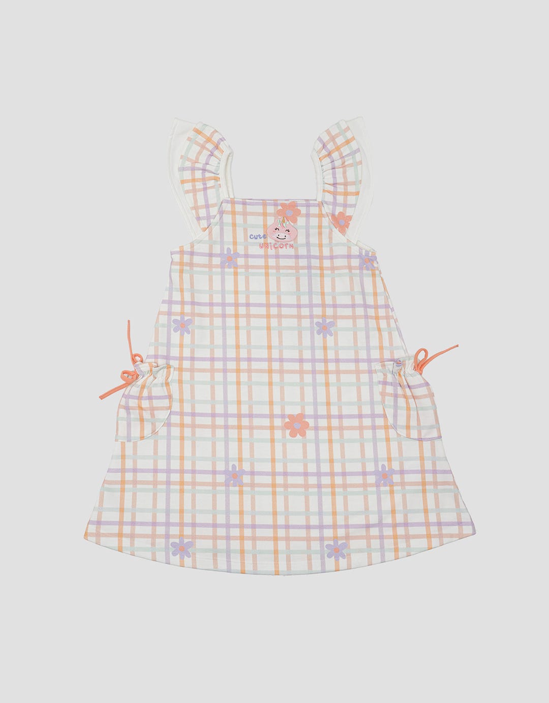 Little M Square Flower Midi Dress for Girls