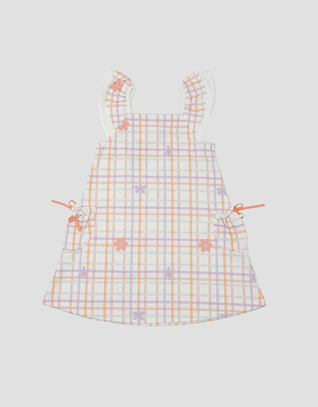 Little M Square Flower Midi Dress for Girls