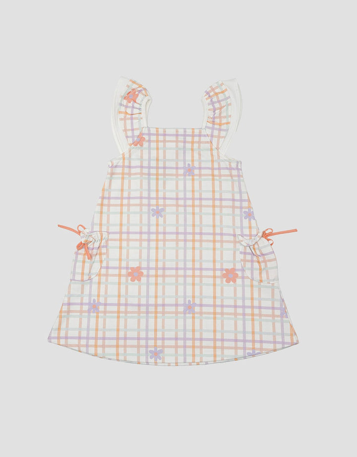 Little M Square Flower Midi Dress for Girls