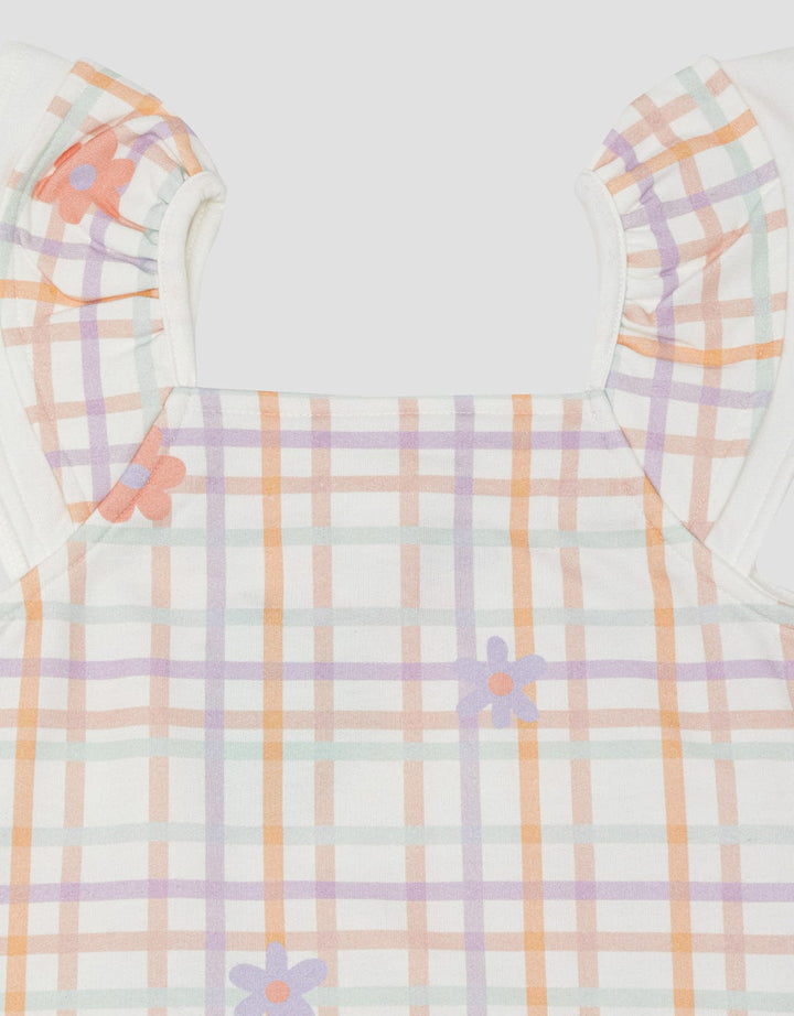 Little M Square Flower Midi Dress for Girls
