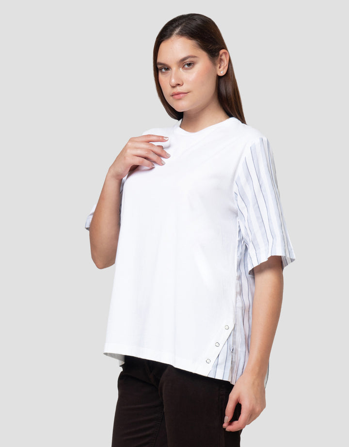 Cardinal Girl Print Stripes Kaos Wanita