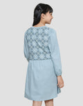 Nevada Woven Combination Knit With Tali Pinggang Midi Dress Anak Perempuan