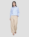 Nevada Stripe Look Woven Kemeja Lengan Panjang Wanita