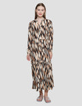 St. Yves Print Abstrak Maxi Dress Lengan Panjang Wanita