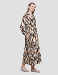 St. Yves Print Abstrak Maxi Dress Lengan Panjang Wanita