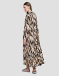 St. Yves Print Abstrak Maxi Dress Lengan Panjang Wanita