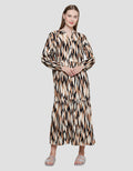 St. Yves Print Abstrak Maxi Dress Lengan Panjang Wanita