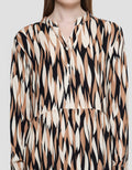 St. Yves Print Abstrak Maxi Dress Lengan Panjang Wanita