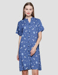 St. Yves Shell Leaves Midi Dress Lengan Pendek Wanita