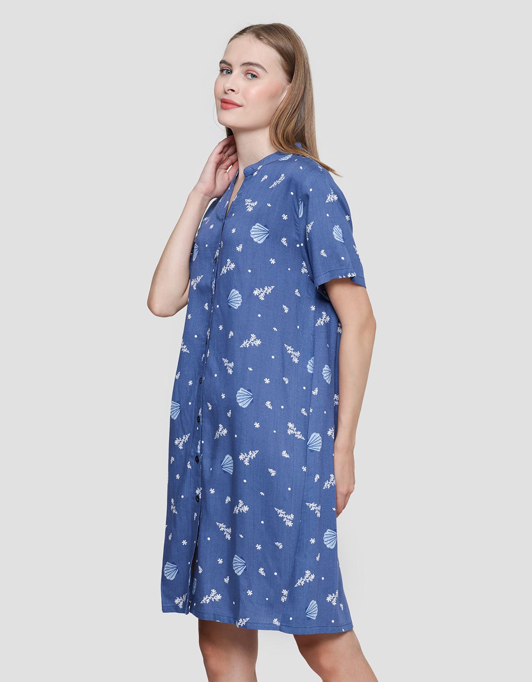 St. Yves Shell Leaves Women's Short Sleeve Midi Dress