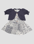 Pipiniko Cardigan Print Perca Midi Dress Set Anak Perempuan