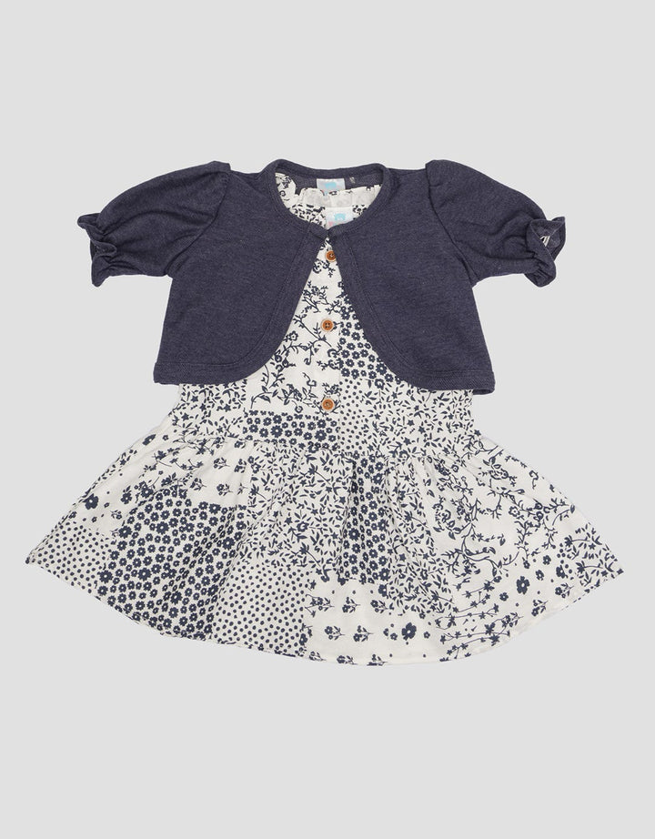 Pipiniko Cardigan Print Perca Midi Dress Set Anak Perempuan