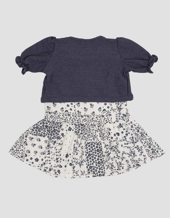 Pipiniko Cardigan Print Perca Midi Dress Set Anak Perempuan