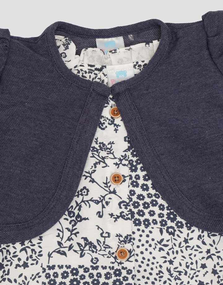 Pipiniko Cardigan Print Perca Midi Dress Set Anak Perempuan